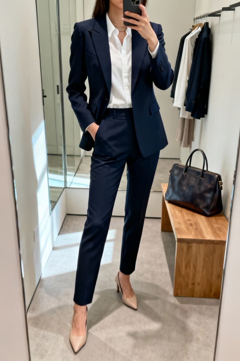 Tailored Navy Pantsuit