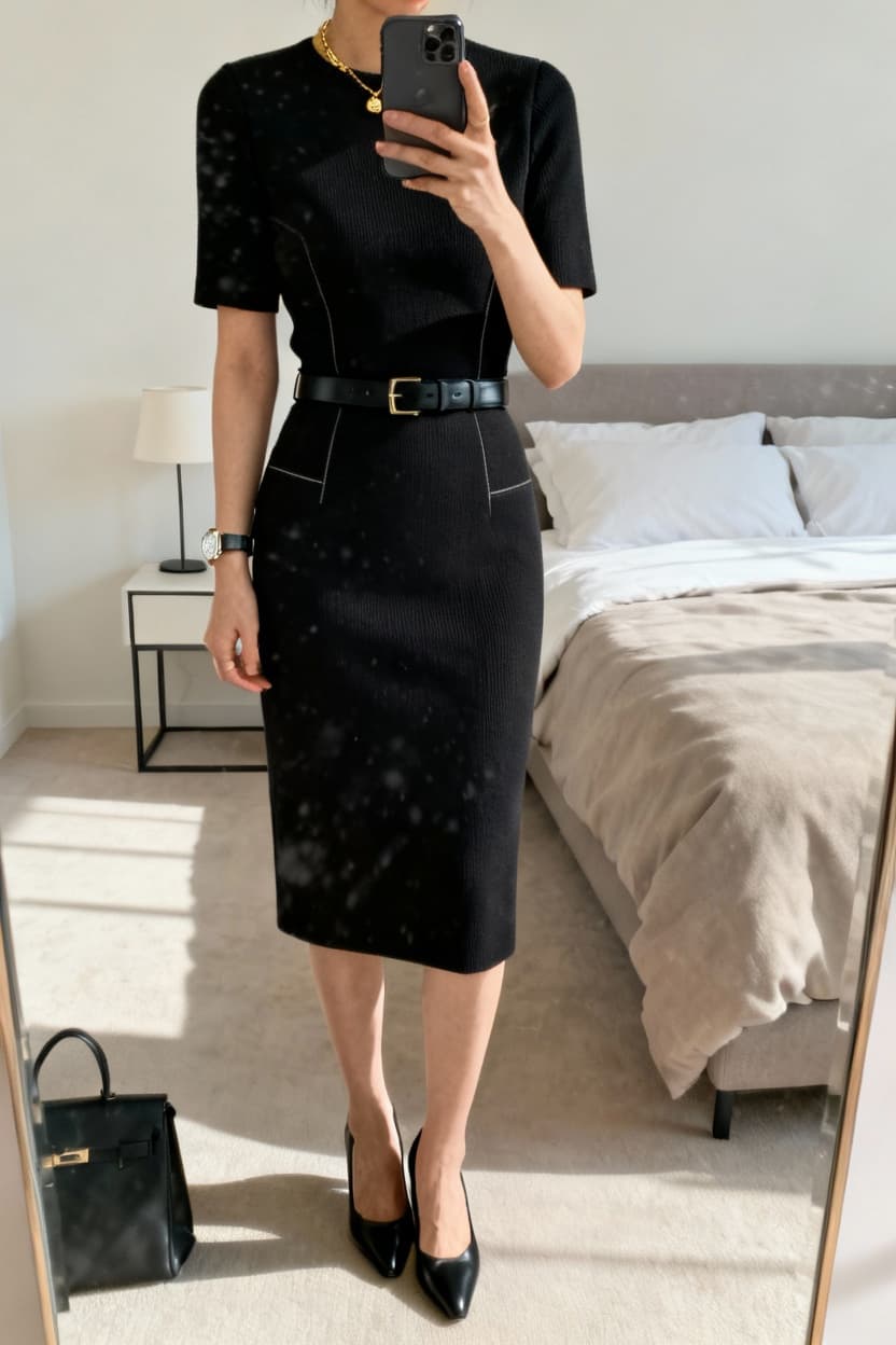 Black Sheath Dress with Structure