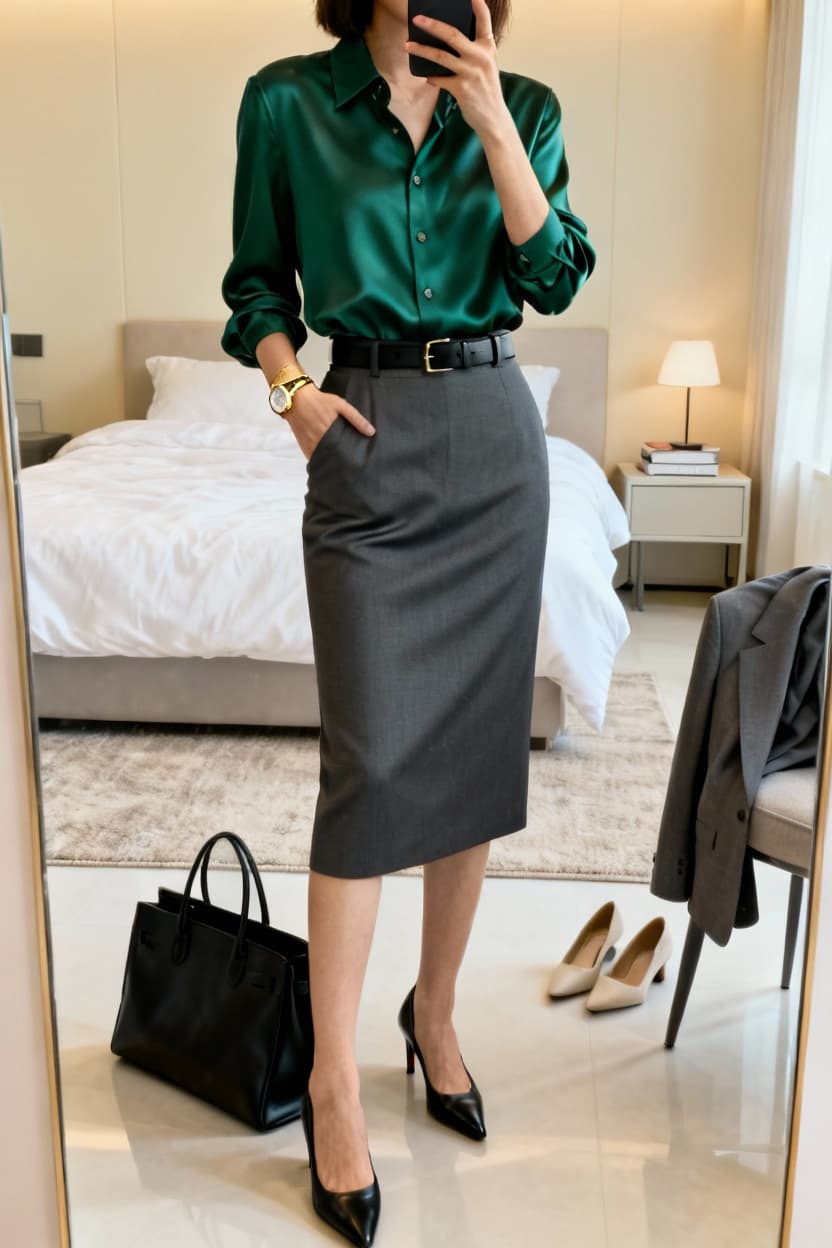 Silk or Satin Blouse in Jewel Tones