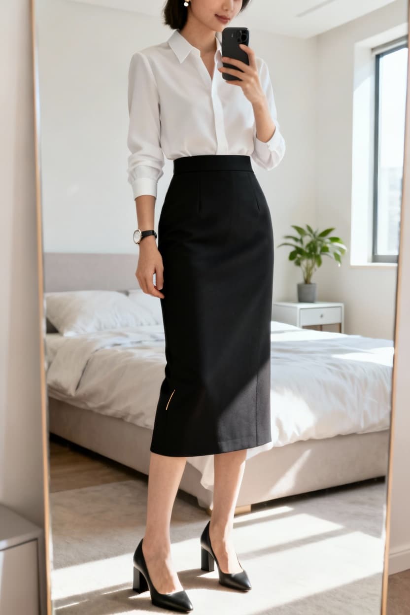 Structured Midi Pencil Skirt
