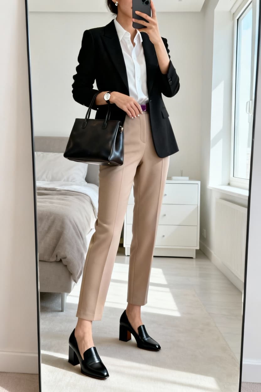 Classic Leather Pumps with Block Heel