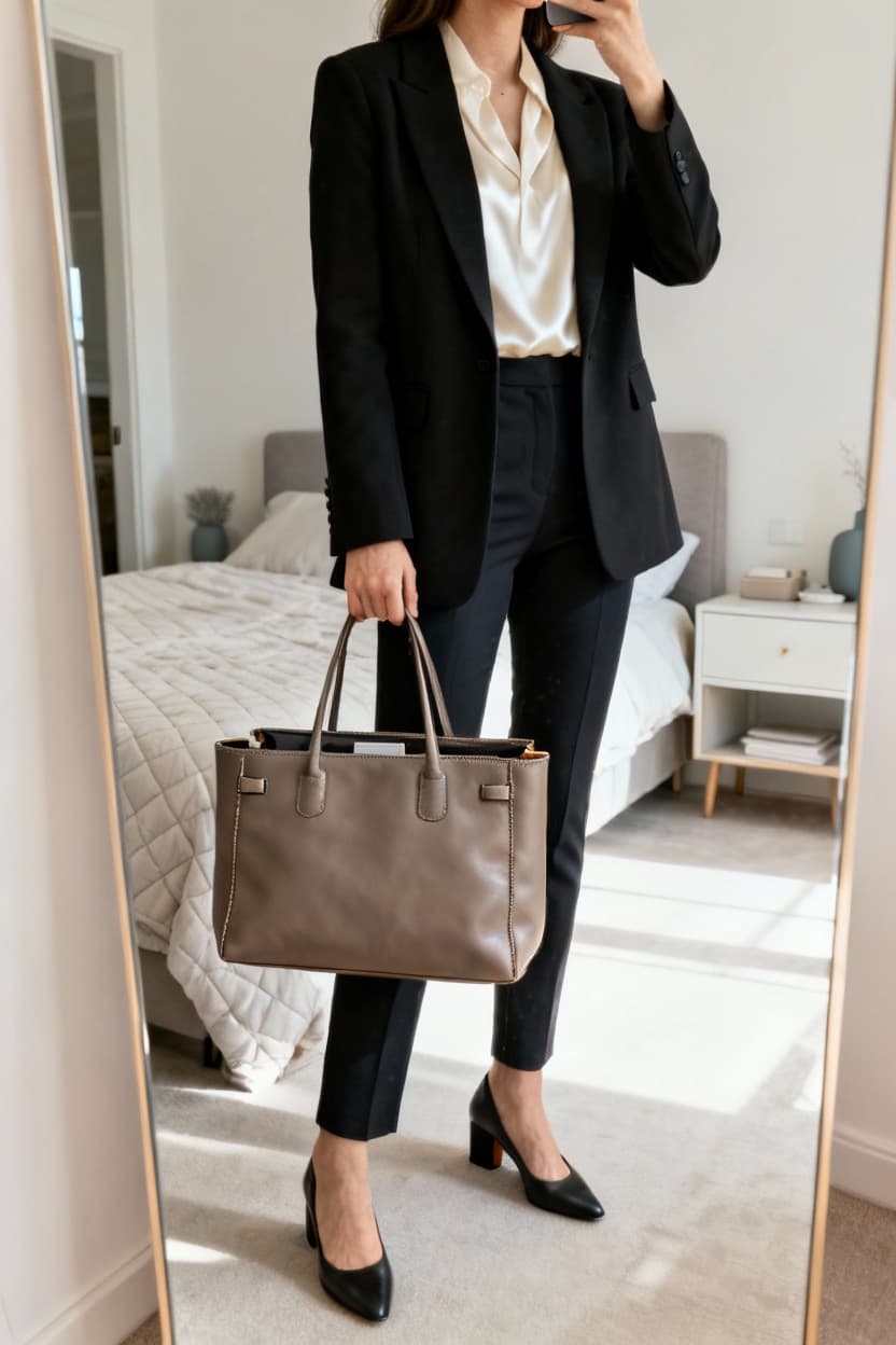 Structured Tote Bag in Leather