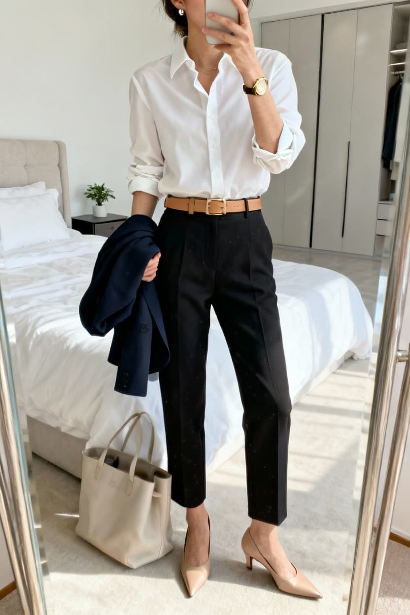 Crisp White Button-Down Shirt
