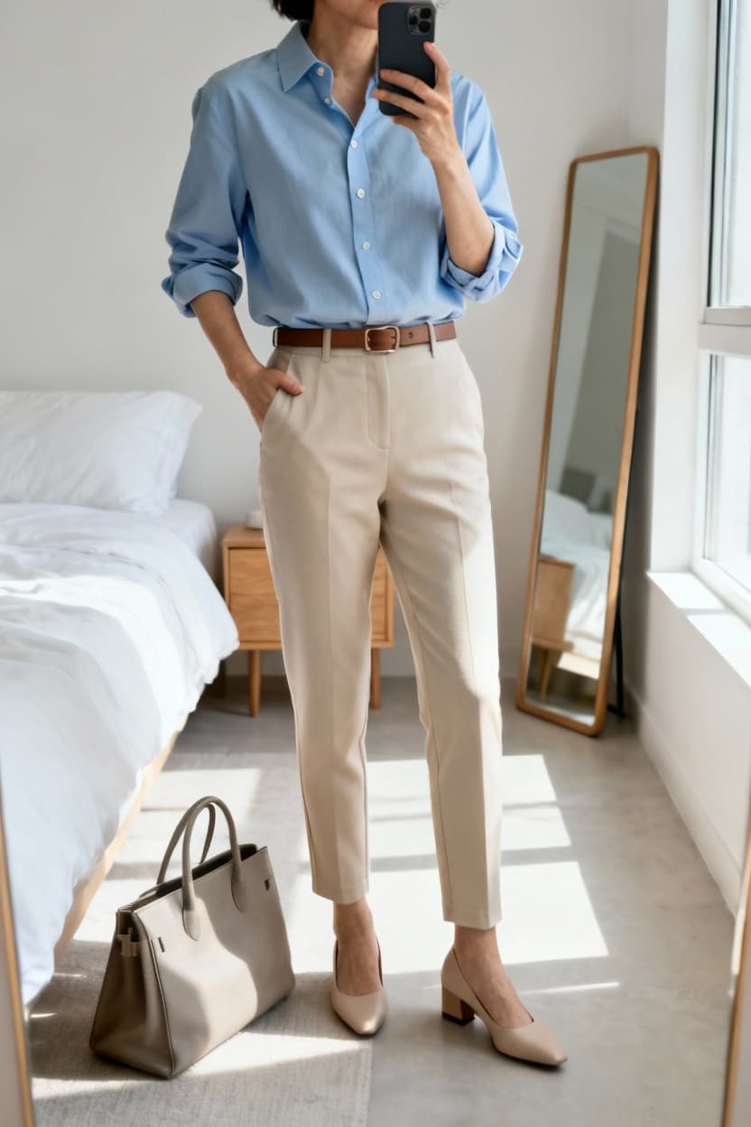 Crisp Button-Down Shirt And Tapered Pants