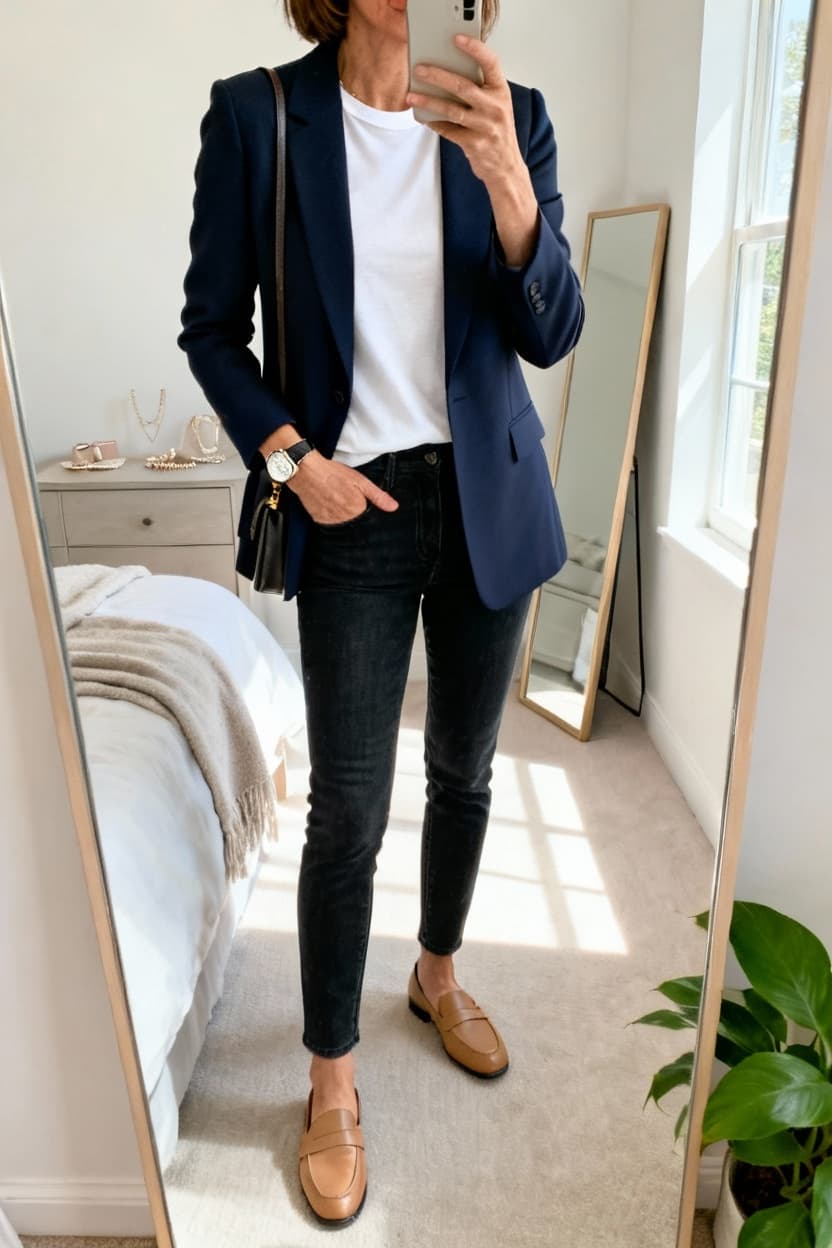 Structured Blazer Over A Simple Tee
