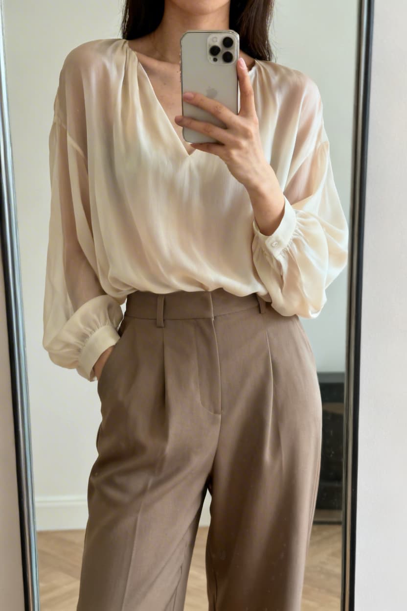 Midi Skirt with a Fine-Knit Sweater