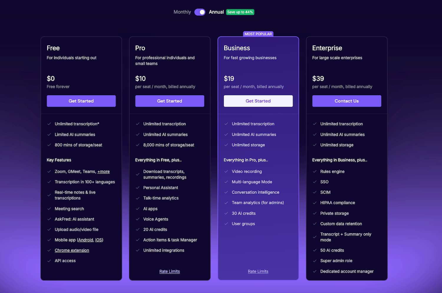 Fireflies.ai Pricing