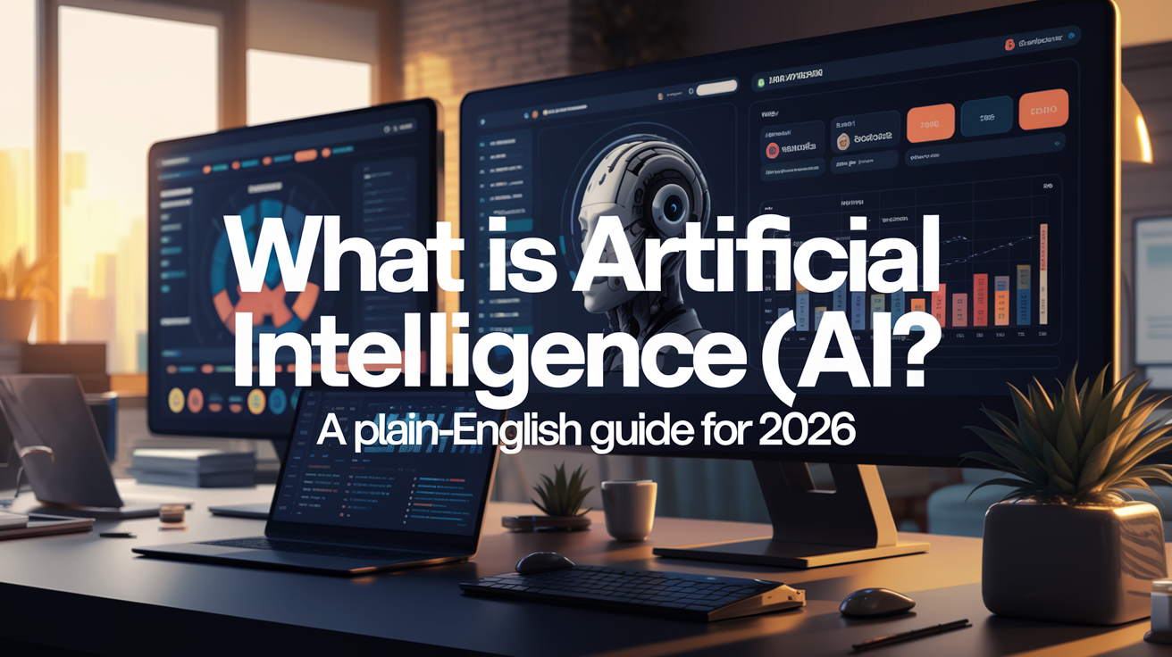 Abstract visualization of neural network nodes connecting in a dark blue digital space