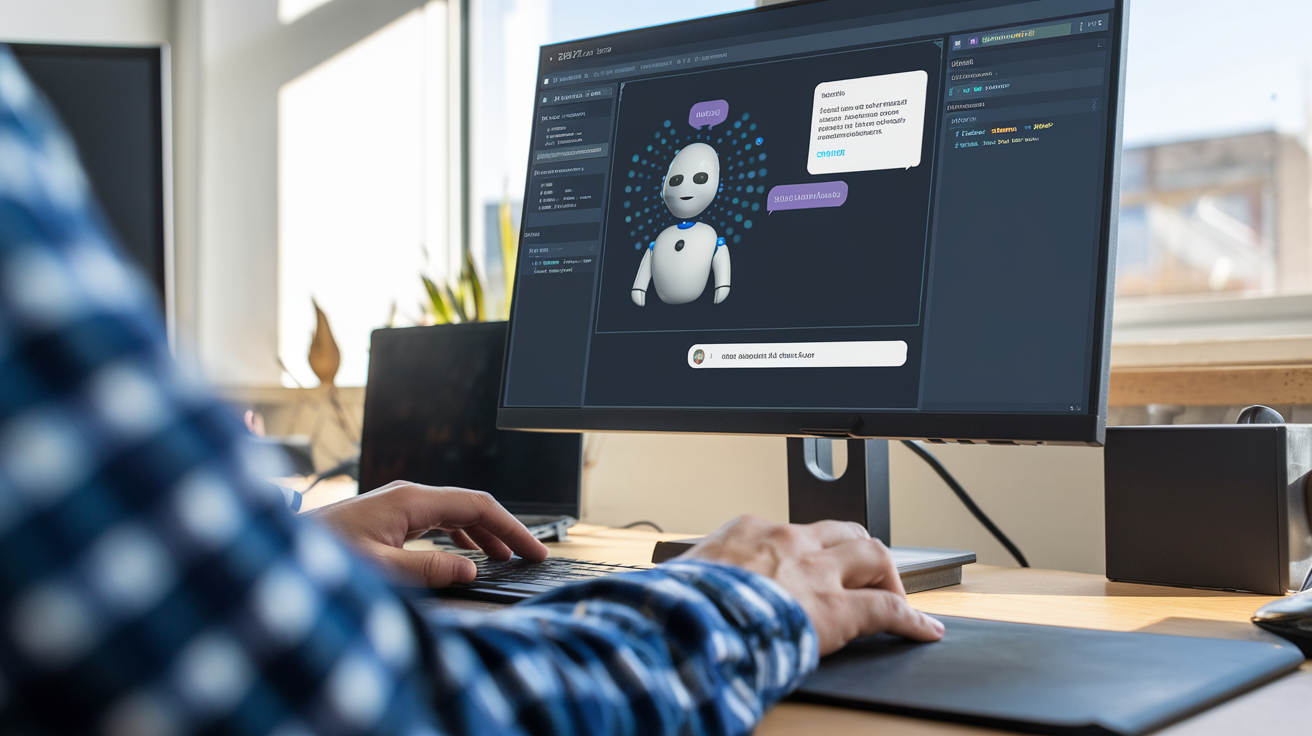 Developer looking at multiple monitors showing ML code and data visualizations