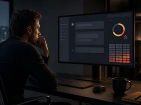 AI worker watching a token budget meter on a dark interface