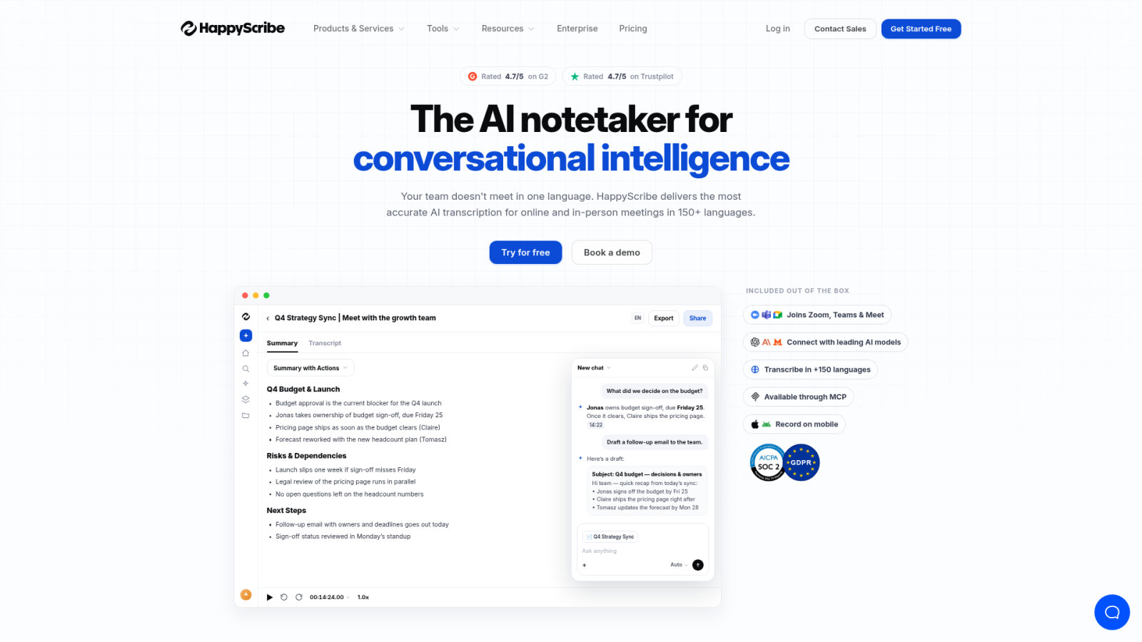 Hybrid Platform: Happy Scribe for Broad Language Support