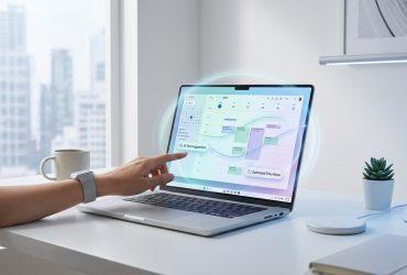 A person using an AI-integrated digital calendar on a laptop to manage tasks and time blocks.
