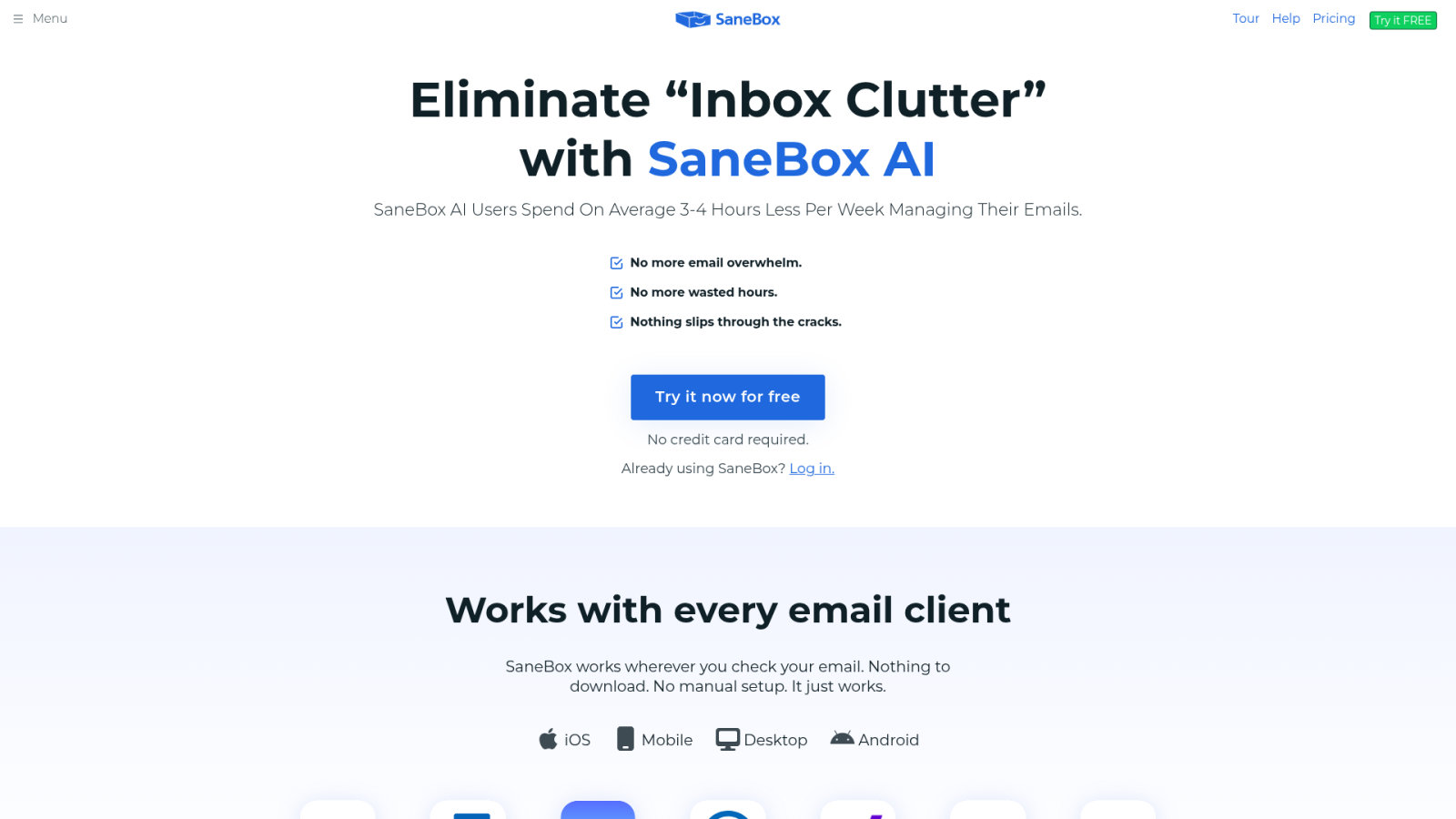 SaneBox: Algorithmic Triage for Existing Email Clients